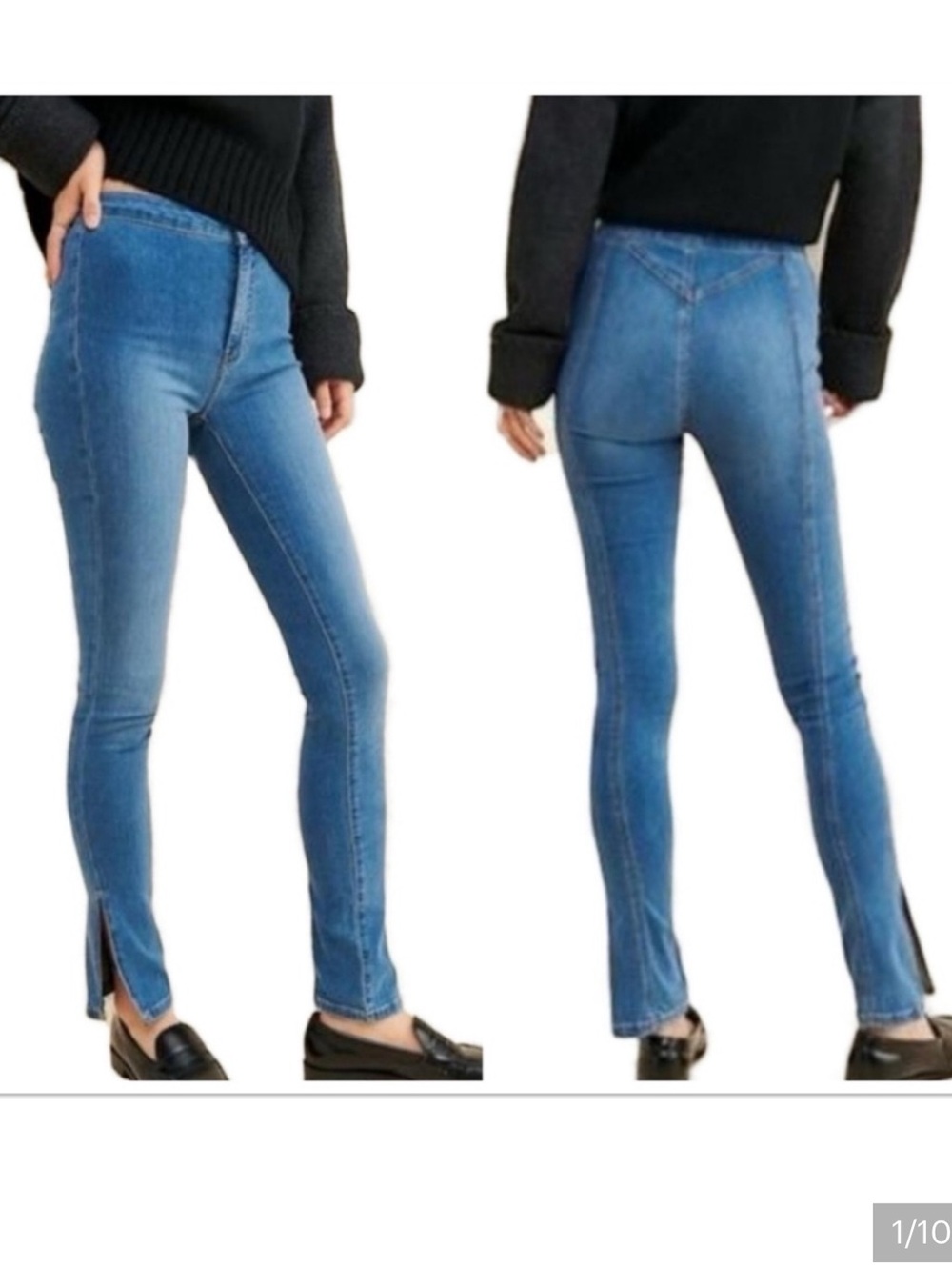 Free People We the Free Women's Skinny Jeans Seamed Ankle Slit Coastal Cowgirl
